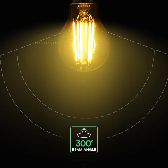 V-TAC 10W E27 meleg fehér filament A60 LED égő, 3 db/csomag - SKU 2144101