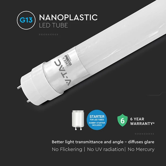 VT-061 10W T8 NANO PLASTIC TUBE-ROTATABLE(60CM) SAMSUNG CHIP 3000K