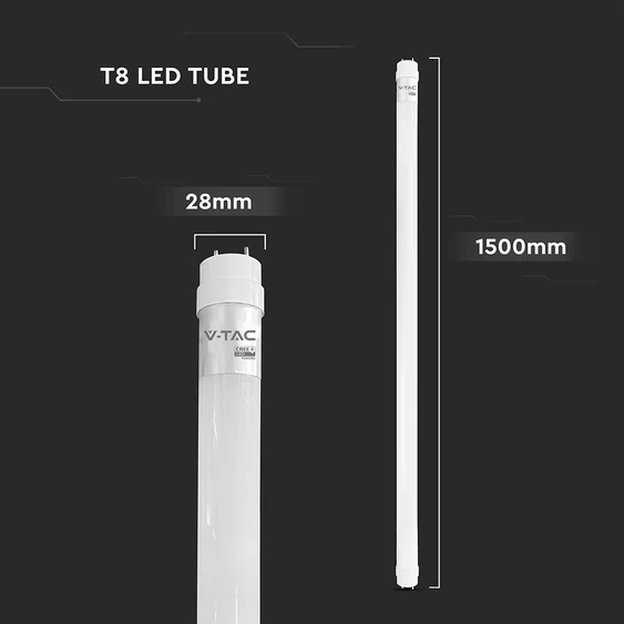 V-TAC CREE SMD LED fénycső, 150cm T8 20W meleg fehér - SKU 216566