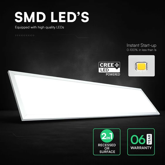 V-TAC CREE SMD 2in1 LED panel természetes fehér 40W 120 x 30cm, 110 Lm/W - SKU 21662516