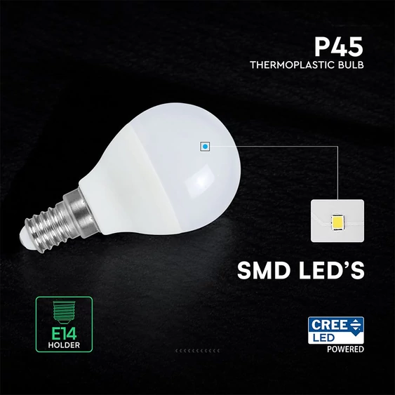 LED Bulb - SAMSUNG CHIP 6.5W E14 P45 Thermoplastic 3000K