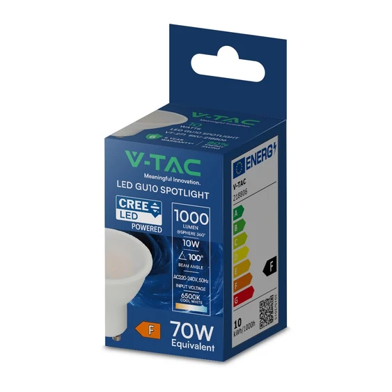 V-TAC CREE GU10 LED spot égő 10W természetes fehér 110° - SKU 218796