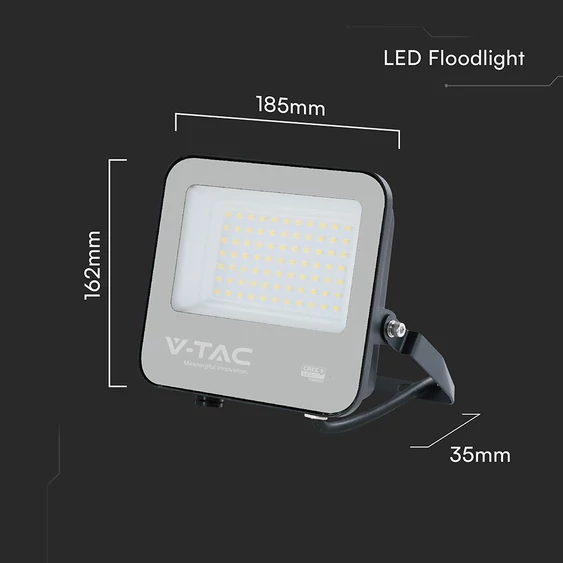 V-TAC CREE SMD D-széria LED reflektor 50W meleg fehér 115 Lm/W, fekete ház - SKU 231996