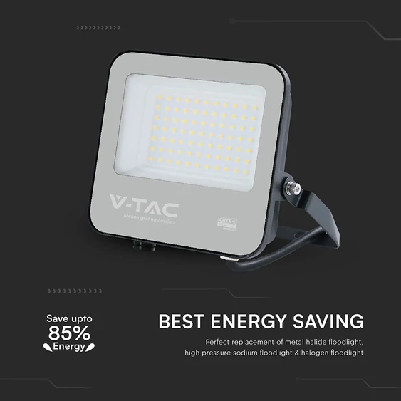 V-TAC CREE SMD D-széria LED reflektor 50W meleg fehér 115 Lm/W, fekete ház - SKU 231996