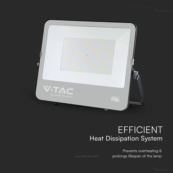 V-TAC CREE SMD D-széria LED reflektor 200W hideg fehér 115 Lm/W, fekete ház - SKU 232216