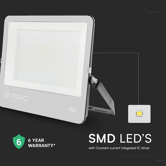 V-TAC CREE SMD D-széria LED reflektor 300W hideg fehér 115 Lm/W, fekete ház - SKU 232036