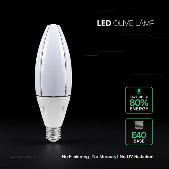 V-TAC 60W E40 hideg fehér Olive LED égő - SKU 24036