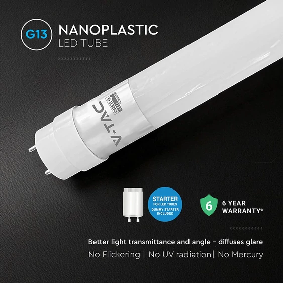 LED Tube T8 12W - 120 cm Nano Plastic 6400K 160LM/WATT