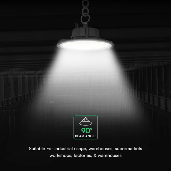 V-TAC csarnokvilágító LED lámpa 150W 90° hideg fehér, IP65, 135 Lm/W - SKU 24076