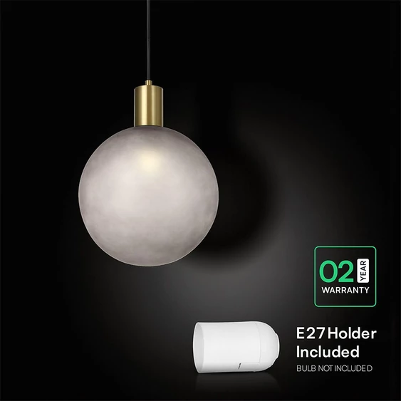 V-TAC dekoratív galvanizált bronz és homokszürke üveg csillár, E27 foglalattal  - SKU 24133