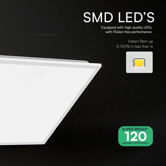 V-TAC süllyeszthető Slim Back-Lit LED panel hideg fehér 40W 60 x 60cm, 120 Lm/W - SKU 24142