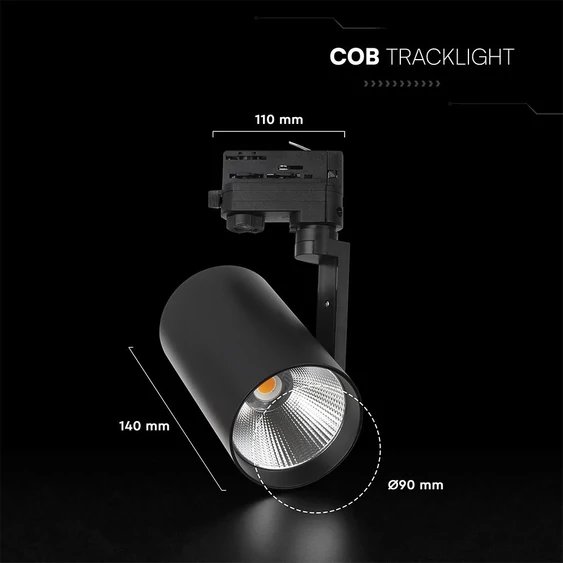 V-TAC CREE COB LED sínes spotlámpa állítható 35W, 25° szögű, hideg fehér - SKU 241596