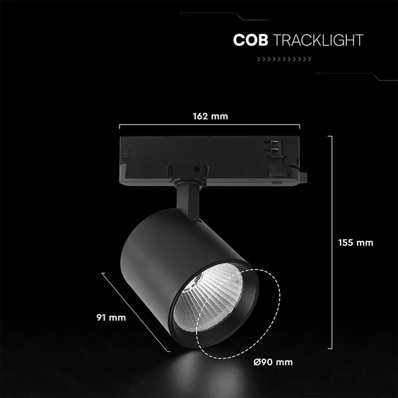 V-TAC CREE COB LED sínes spotlámpa állítható 30W, 36° szögű, hideg fehér - SKU 241626