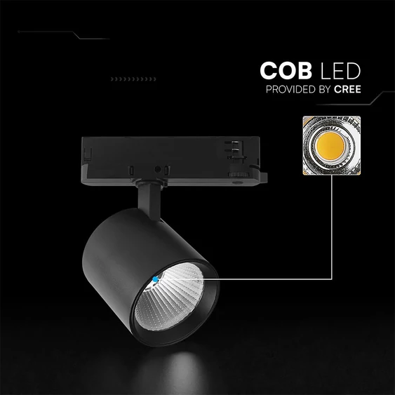 V-TAC CREE COB LED sínes spotlámpa állítható 30W, 36° szögű, hideg fehér - SKU 241626