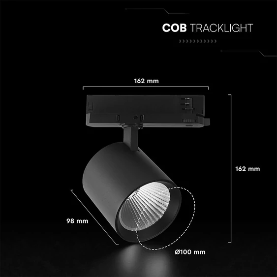 V-TAC CREE COB LED sínes spotlámpa állítható 36W, 36° szögű, hideg fehér - SKU 241656