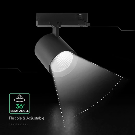 V-TAC CREE COB LED sínes spotlámpa állítható 36W, 36° szögű, hideg fehér - SKU 241656