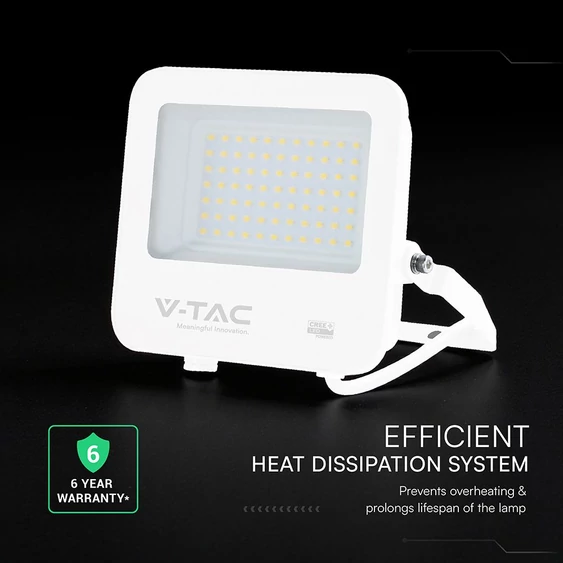 V-TAC CREE SMD D-széria LED reflektor 50W természetes fehér 115 Lm/W, fehér ház - SKU 242086