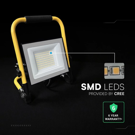 100W LED Floodlight SMD SAMSUNG CHIP G2 Black Body 4000K Hand Stand 3m Wire EU Plug