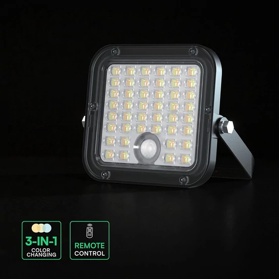V-TAC 30W mozgásérzékelős napelemes reflektor állítható színhőmérséklettel - SKU 24277