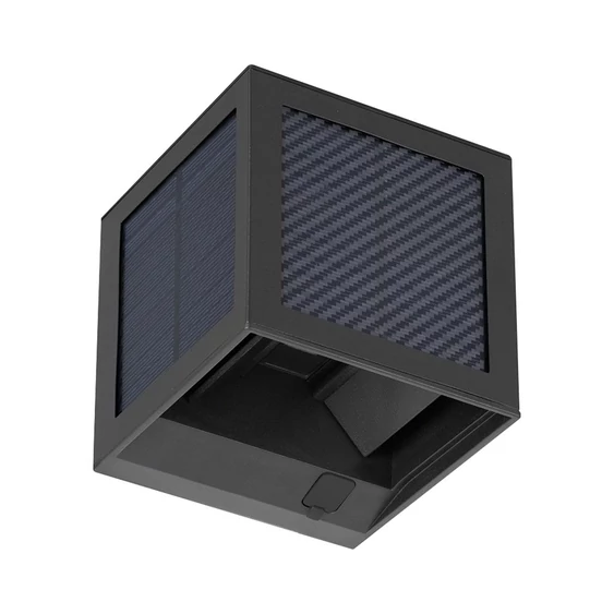 V-TAC 9W COB LED szolár fali fekete lámpa, szenzorral, állítható színhőmérséklettel - SKU 24293