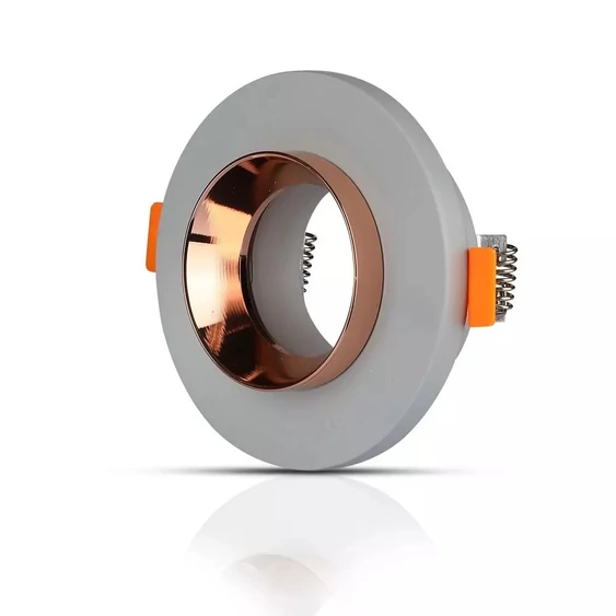 V-TAC GU10 LED spotlámpa keret, szürke+rózsaarany fix lámpatest - SKU 3124