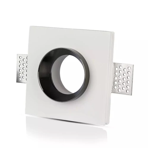 GU10 Fitting Gypsum White Recessed Light With Chrome Metal Square