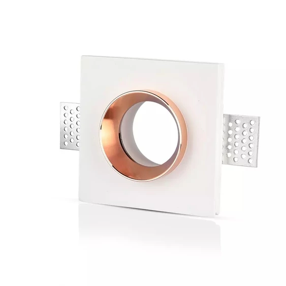 V-TAC GU10 LED spotlámpa keret, fehér+rózsaarany fix lámpatest - SKU 3150