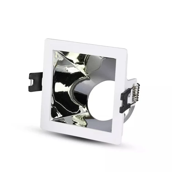 V-TAC GU10 LED spotlámpa keret, fehér+króm fix lámpatest - SKU 3168