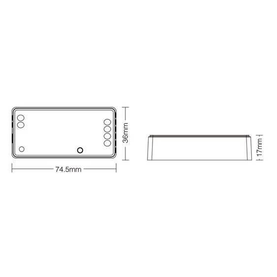 MiLight 3in1 zónázható rádiófrekvenciás vezérlő, 5 csatornás, RGB, RGB+W és RGB+CCT - FUT037S+