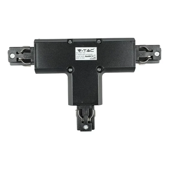 V-TAC T alakú tracklight sín csatlakozó, fekete - SKU 3524