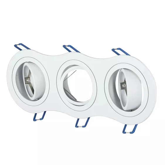 V-TAC GU10 LED 3 foglalatos spotlámpa keret, fehér billenthető lámpatest - SKU 3603