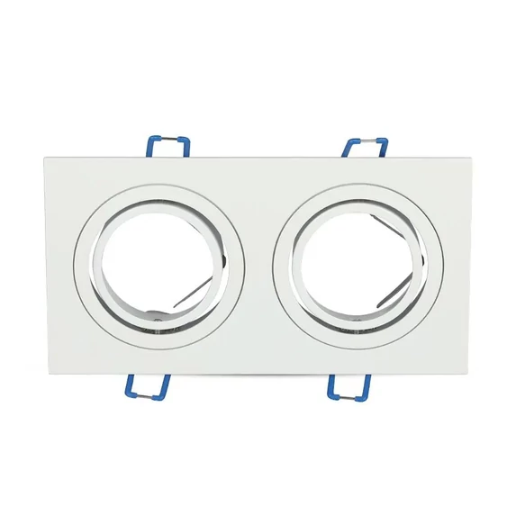 V-TAC GU10 LED 2 foglalatos spotlámpa keret, fehér billenthető lámpatest - SKU 3607