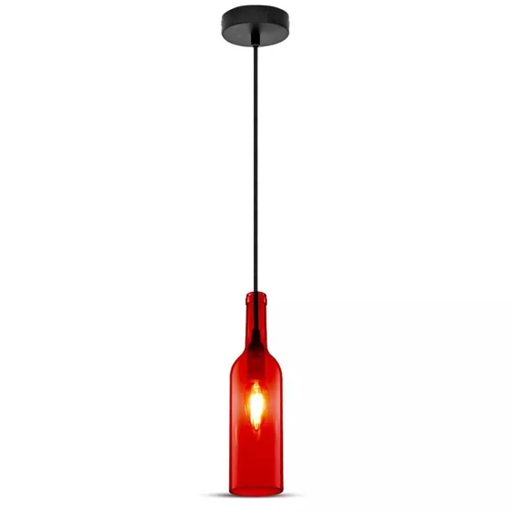 V-TAC üveg alakú, piros lámpa, függeszték E14 foglalattal - SKU 3769