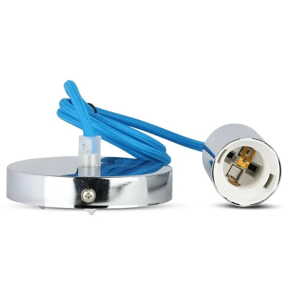 Chrome Metal Cup Pendant Light Blue