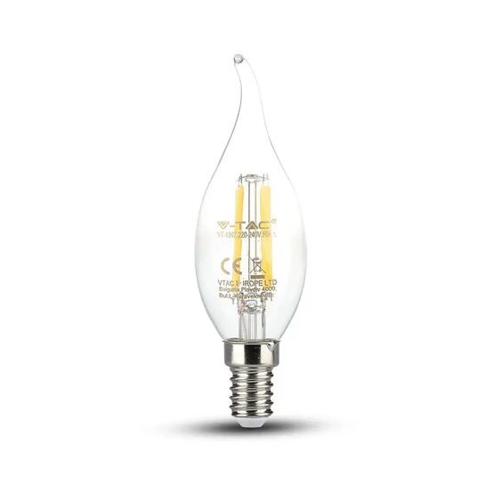 V-TAC 4W E14 meleg fehér filament LED gyertyaláng égő - SKU 4302