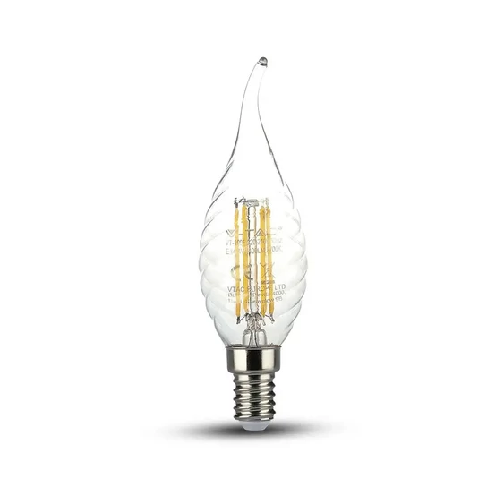 V-TAC 4W E14 meleg fehér filament LED csavart gyertyaláng égő - SKU 4308