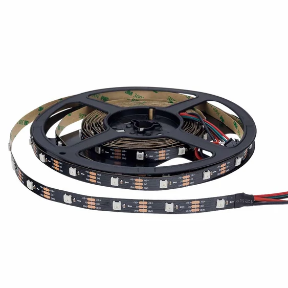 DC5V Digitális RGB LED szalag szett, 30 LED/m, tartozék USB vezérlővel