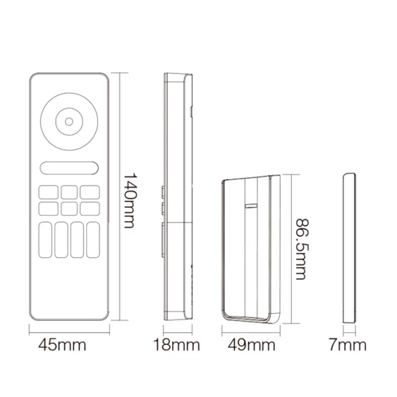 MiLight 4 zónás RGB+CCT fényerőszabályzó távirányító, fehér - C5-W