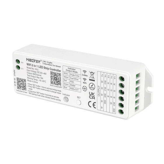 MiLight Smart 5in1 zónázható rádiófrekvenciás vezérlő + Wifi vezérlő, 5 csatornás, max. 15A - WL5