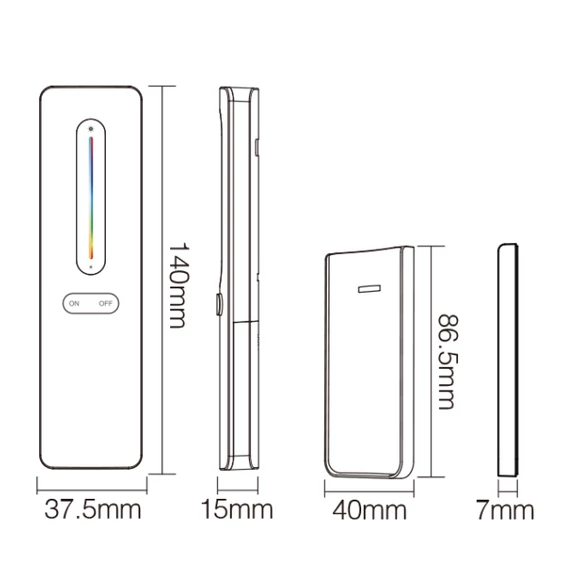 MiLight 1 zónás RGB+CCT fényerőszabályzó távirányító, fehér - C4-W
