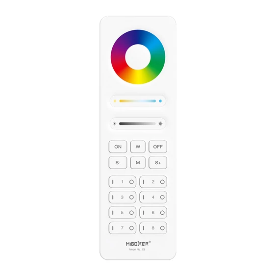 MiLight 8 zónás RGB+CCT fényerőszabályzó távirányító, fehér - C5-W