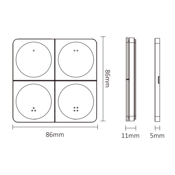 MiLight Smart 230V-os WiFi-s és rádiófrekvenciás vezérlő, PUSH kapcsoló kompatibilis - SWL