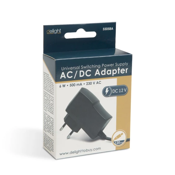 Delight hálózati tápegység DC adapter 12V 500mA