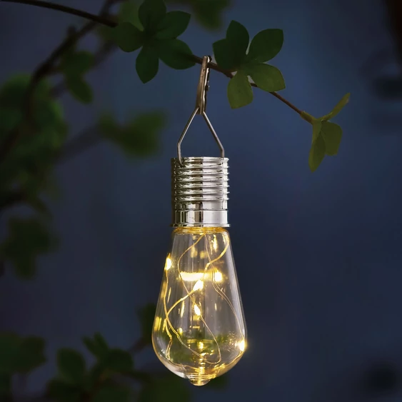 Garden of Eden felakasztható szolár lámpa - izzó - 4 meleg fehér LED - 4,7 x 11 cm