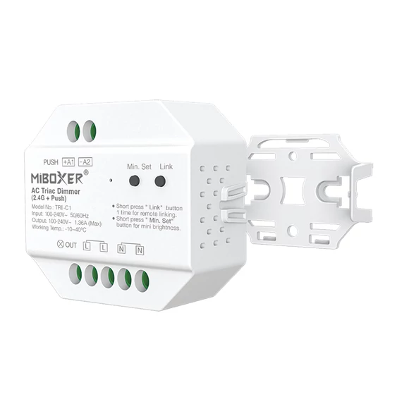 MiLight 230V Triac rádiófrekvenciás és PUSH fényerőszabályzó, Max. 300W-ig - TRI-C1