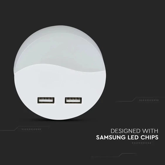 LED Night Light With USB Round 3000K