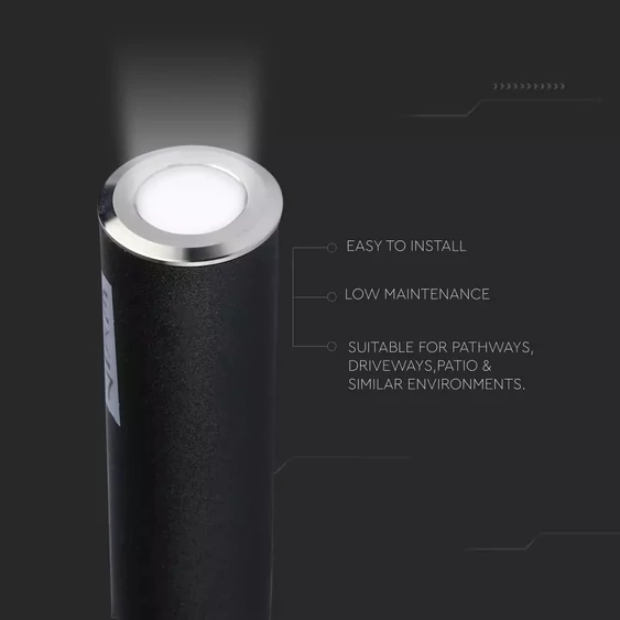 V-TAC 0.5W 12V kültéri talajlámpa, IP67 90°, meleg fehér - SKU 1463