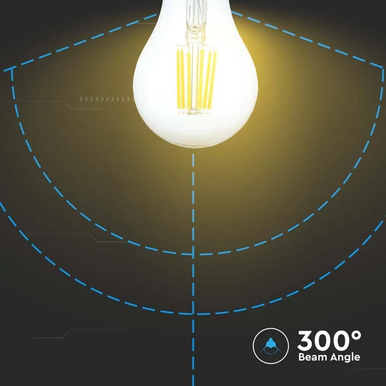V-TAC 10W E27 meleg fehér filament A60 LED égő - SKU 214410