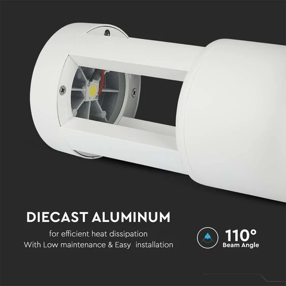 V-TAC 10W kültéri COB LED lámpa oszlop 25 cm, természetes fehér, fehér házzal - SKU 8317