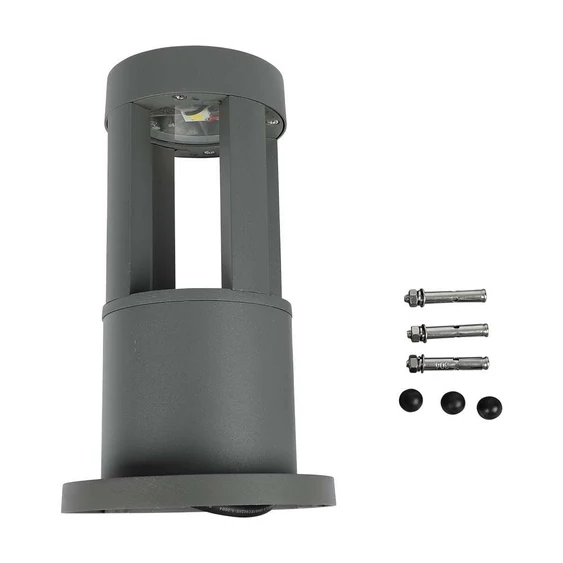 V-TAC 10W kültéri COB LED lámpa oszlop 25 cm, meleg fehér, szürke házzal, 100 Lm/W - SKU 128319